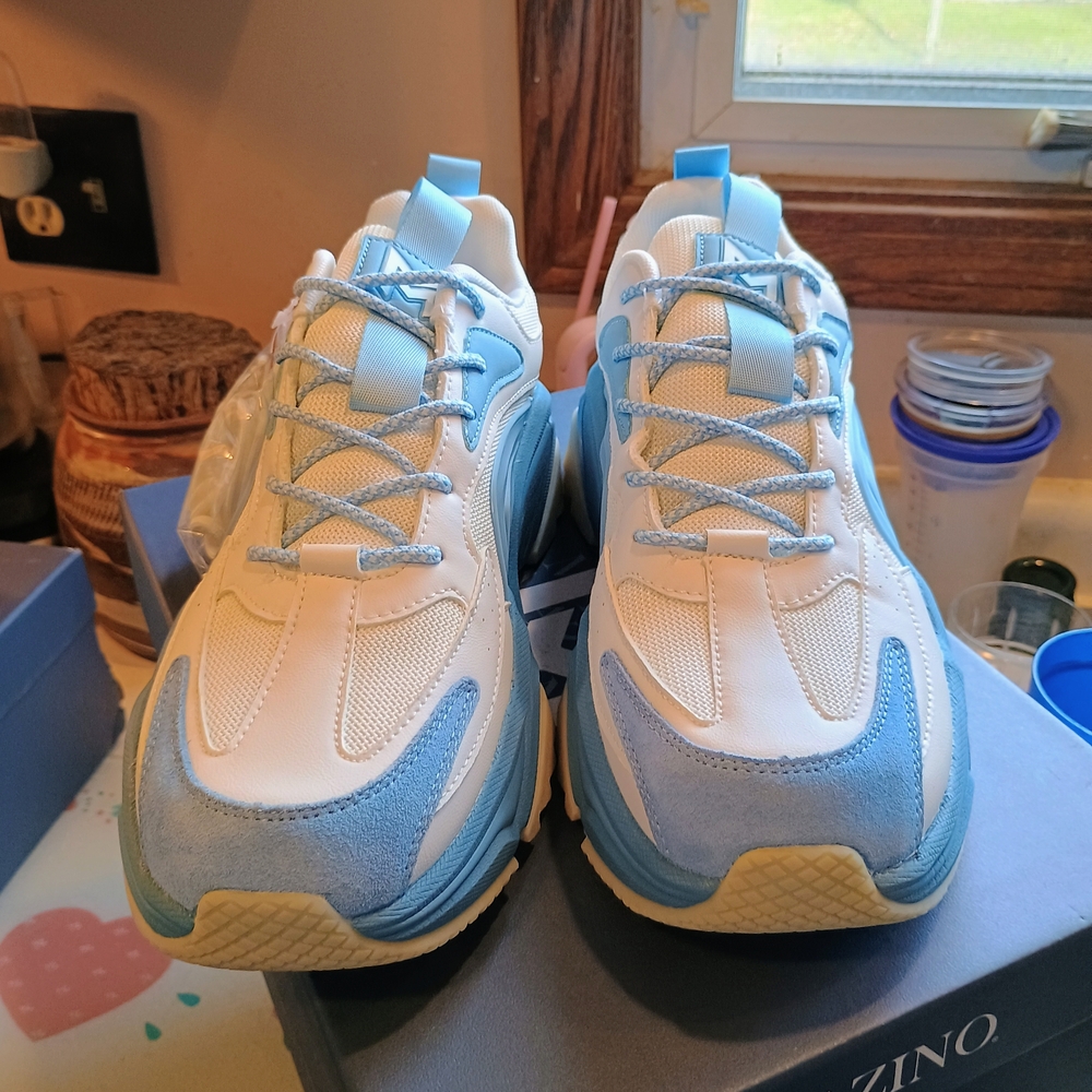 Men's Blue and White Sneakers - Picture 6 of 7